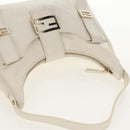 FENDI Mamma Baguette Shoulder Bag Leather White Gold Auth 154081M-7