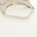 FENDI Mamma Baguette Shoulder Bag Leather White Gold Auth 154081M-8