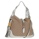 GUCCI GG Canvas New Jackie Shoulder Bag 2way Beige Gold 246907 Auth 154082V-1