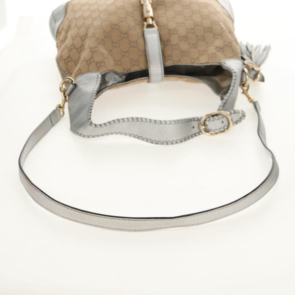 GUCCI GG Canvas New Jackie Shoulder Bag 2way Beige Gold 246907 Auth 154082V