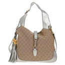GUCCI GG Canvas New Jackie Shoulder Bag 2way Beige Gold 246907 Auth 154082V-13