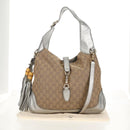 GUCCI GG Canvas New Jackie Shoulder Bag 2way Beige Gold 246907 Auth 154082V-12
