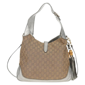 GUCCI GG Canvas New Jackie Shoulder Bag 2way Beige Gold 246907 Auth 154082V - 0