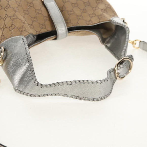 GUCCI GG Canvas New Jackie Shoulder Bag 2way Beige Gold 246907 Auth 154082V