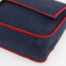 FENDI Mamma Baguette Shoulder Bag Denim 2way Navy Gold Auth 154083M-16