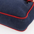 FENDI Mamma Baguette Shoulder Bag Denim 2way Navy Gold Auth 154083M-18