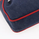 FENDI Mamma Baguette Shoulder Bag Denim 2way Navy Gold Auth 154083M-19