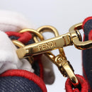 FENDI Mamma Baguette Shoulder Bag Denim 2way Navy Gold Auth 154083M-20