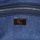 FENDI Mamma Baguette Shoulder Bag Denim 2way Navy Gold Auth 154083M-21