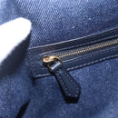 FENDI Mamma Baguette Shoulder Bag Denim 2way Navy Gold Auth 154083M-22