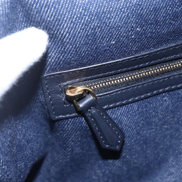 FENDI Mamma Baguette Shoulder Bag Denim 2way Navy Gold Auth 154083M