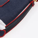FENDI Mamma Baguette Shoulder Bag Denim 2way Navy Gold Auth 154083M-7