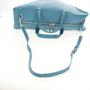 BALENCIAGA Triangle Duffel M Bag Leather 2way Light Blue 476974 Auth 154084V-10