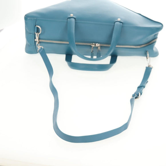 BALENCIAGA Triangle Duffel M Bag Leather 2way Light Blue 476974 Auth 154084V