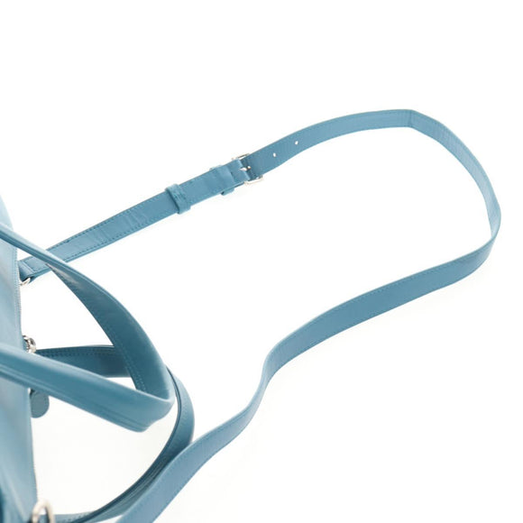 BALENCIAGA Triangle Duffel M Bag Leather 2way Light Blue 476974 Auth 154084V