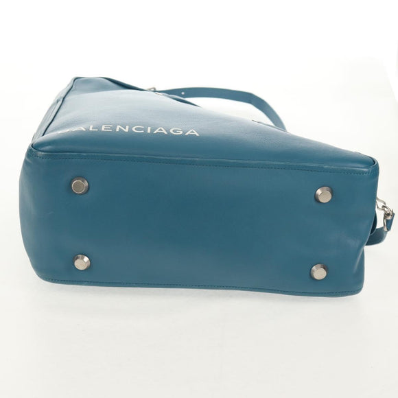 BALENCIAGA Triangle Duffel M Bag Leather 2way Light Blue 476974 Auth 154084V