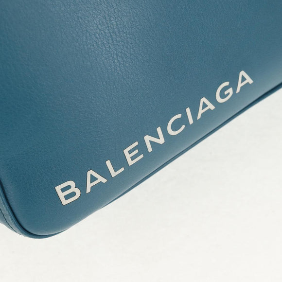 BALENCIAGA Triangle Duffel M Bag Leather 2way Light Blue 476974 Auth 154084V