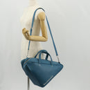 BALENCIAGA Triangle Duffel M Bag Leather 2way Light Blue 476974 Auth 154084V-30