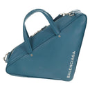 BALENCIAGA Triangle Duffel M Bag Leather 2way Light Blue 476974 Auth 154084V-13