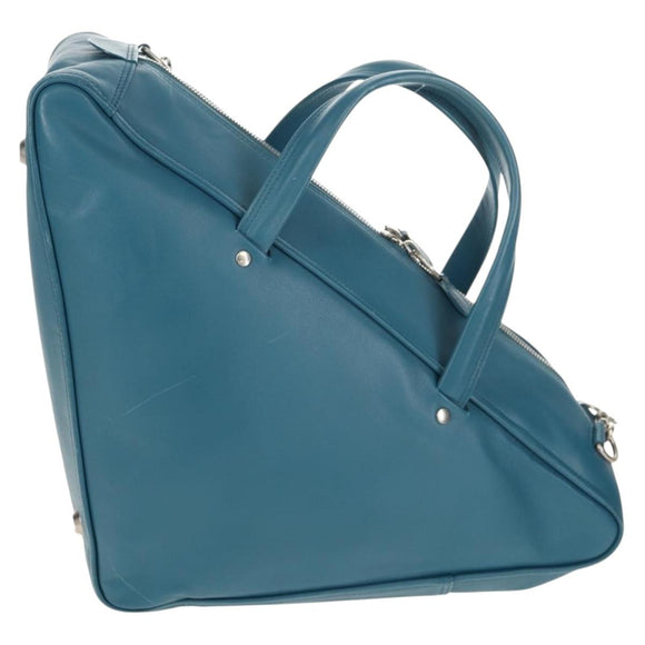 BALENCIAGA Triangle Duffel M Bag Leather 2way Light Blue 476974 Auth 154084V