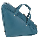 BALENCIAGA Triangle Duffel M Bag Leather 2way Light Blue 476974 Auth 154084V-3