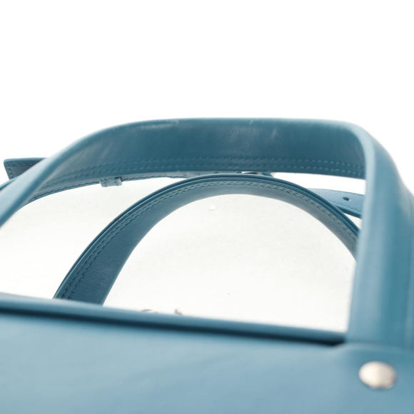 BALENCIAGA Triangle Duffel M Bag Leather 2way Light Blue 476974 Auth 154084V