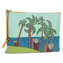 LOEWE Anagram Clutch Bag Leather Light Blue Silver Auth 154086M-1