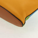 LOEWE Anagram Clutch Bag Leather Light Blue Silver Auth 154086M-16