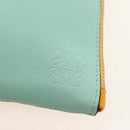 LOEWE Anagram Clutch Bag Leather Light Blue Silver Auth 154086M-17