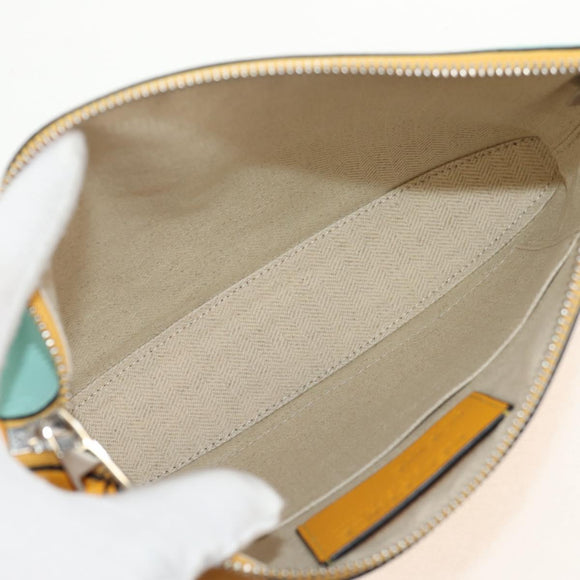 LOEWE Anagram Clutch Bag Leather Light Blue Silver Auth 154086M