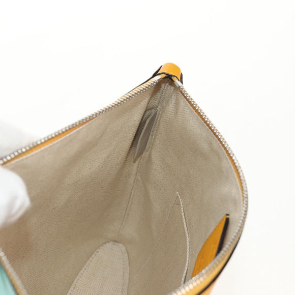 LOEWE Anagram Clutch Bag Leather Light Blue Silver Auth 154086M