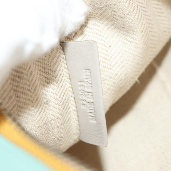 LOEWE Anagram Clutch Bag Leather Light Blue Silver Auth 154086M