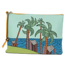 LOEWE Anagram Clutch Bag Leather Light Blue Silver Auth 154086M-13