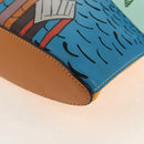 LOEWE Anagram Clutch Bag Leather Light Blue Silver Auth 154086M-14