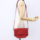 HERMES Opry 24 Shoulder Bag Leather Red Silver Auth 154087SM-22