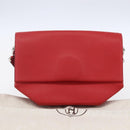 HERMES Opry 24 Shoulder Bag Leather Red Silver Auth 154087SM-12