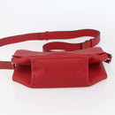 HERMES Opry 24 Shoulder Bag Leather Red Silver Auth 154087SM-5