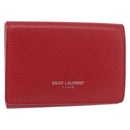 SAINT LAURENT Compact Wallet Leather Red Auth 154094-1