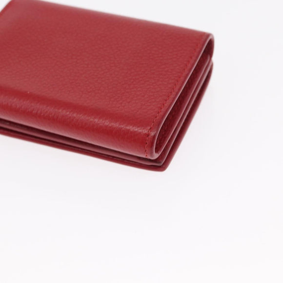 SAINT LAURENT Compact Wallet Leather Red Auth 154094