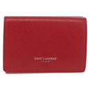SAINT LAURENT Compact Wallet Leather Red Auth 154094-13