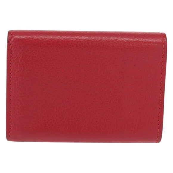 SAINT LAURENT Compact Wallet Leather Red Auth 154094