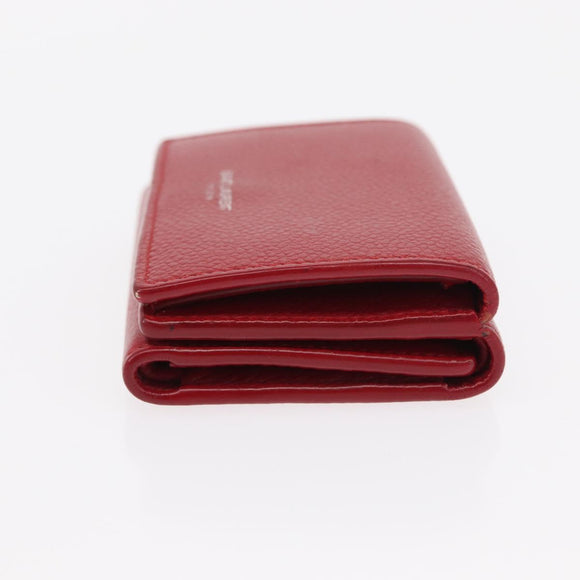 SAINT LAURENT Compact Wallet Leather Red Auth 154094
