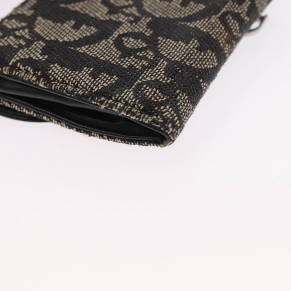 Christian Dior Trotter Canvas Saddle Wallet Navy Silver Auth 154095