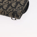 Christian Dior Trotter Canvas Saddle Wallet Navy Silver Auth 154095-16
