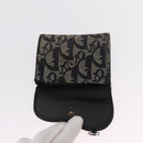 Christian Dior Trotter Canvas Saddle Wallet Navy Silver Auth 154095-9