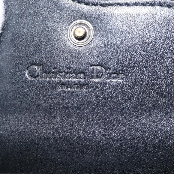 Christian Dior Trotter Canvas Saddle Wallet Navy Silver Auth 154095