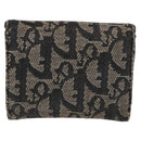 Christian Dior Trotter Canvas Saddle Wallet Navy Silver Auth 154095-2