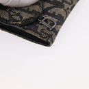 Christian Dior Trotter Canvas Saddle Wallet Navy Silver Auth 154095-7