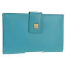 Christian Dior Long Wallet Leather Light Blue Gold Auth 154096V-1
