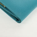 Christian Dior Long Wallet Leather Light Blue Gold Auth 154096V-16